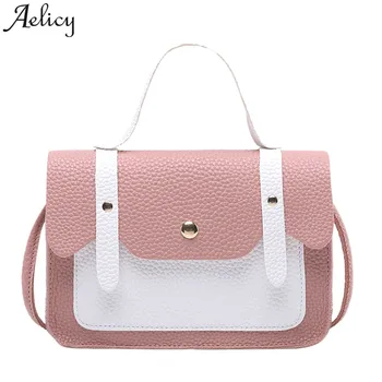 

Aelicy Ladies Shoulder Bag leather Hit Color Small girls Handbag Versatile Fashion luxury women Messenger Bags drop ship 2020
