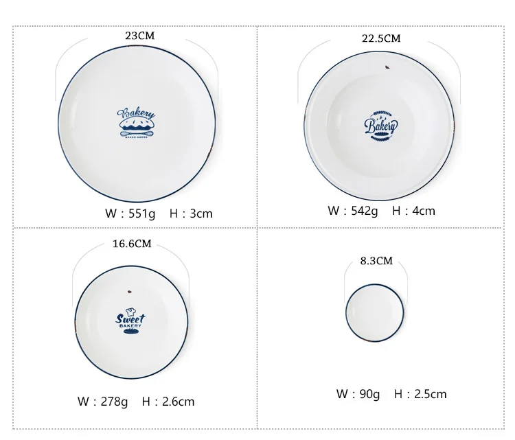 Обеденные тарелки американский стиль рисовое блюдо круглый 9 дюймов Творческий мультфильм круглый, белый, керамический под глазурованной Ретро фарфоровое блюдо