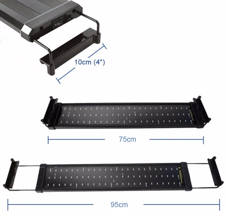 95~ 115 см аквариумный светодиодный светильник ing светильник для аквариума с выдвижными кронштейнами 120 белый и 24 синий светодиодный светильник для аквариума