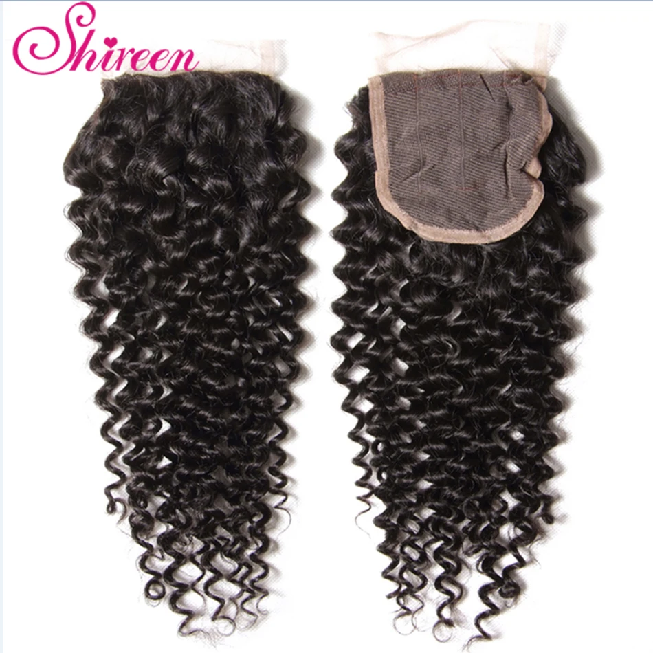Shireen Hair Indian Kinky Curly Hair With Closure Remy Human Hair 3 Bundles With Closure Shireen Hair Weave Bundles with Closure