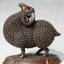 Xd 002979 1" Китайский Народная Фэн-Шуй Фиолетовый Бронзовый Зодиак Год Овцы Статуя Скульптура