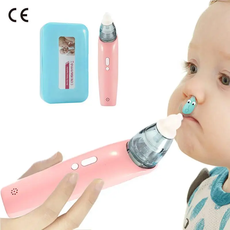Детский носовой аспиратор, присоска для носа, электрическое всасывание носа, заглушка, комбинация сопла, можно сложить - Цвет: Pink
