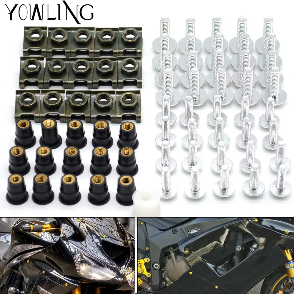 40PCS Motorcycle Windshield Windscreen Fairing Bolts Screw Kit For