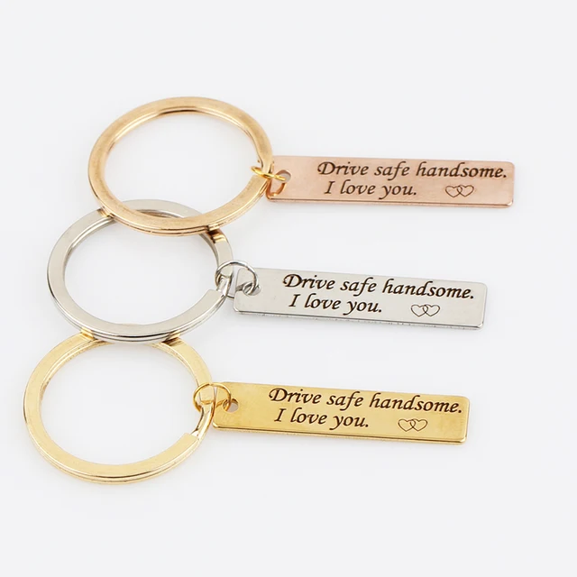 engraved keychain keys holder drive safe handsome i love you driver