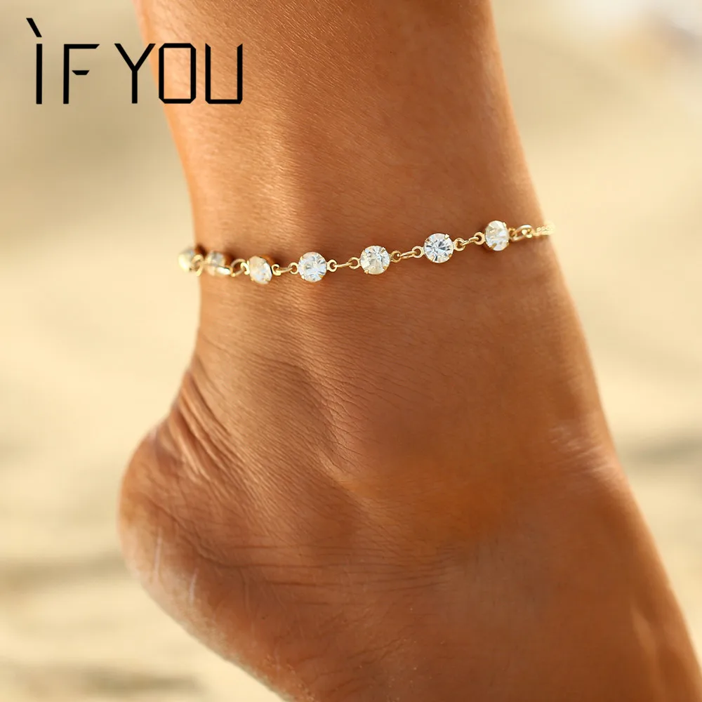 Женский браслет на ногу с кристаллами|anklets jewelry|foot braceletbracelet foot |