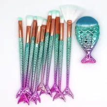 

11PCS Pro Mermaid Makeup Brushes Foundation Eyebrow Eyeliner Blush Powder Cosmetic Concealer Professional Makeup Brushes Set