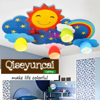 

Qiseyuncai 2018 Sun rainbow children's room LED eye care ceiling lamp kindergarten boy girl bedroom Warm smile lighting