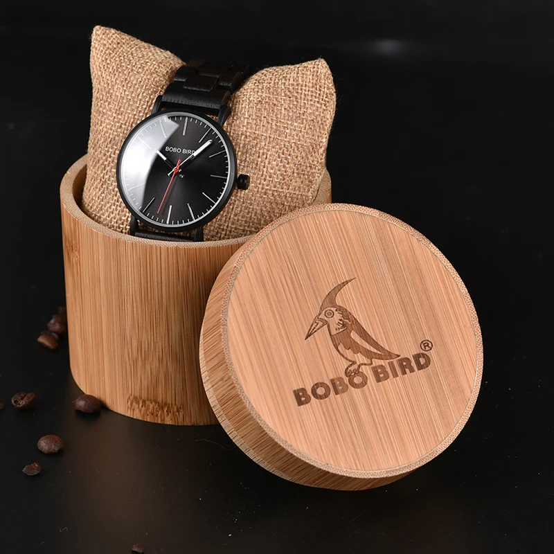 BOBO BIRD Wooden Watch Men Metal Timepieces Quartz reloj hombre Thin Luxury Mens Wristwatches Top Brand luxury Stainless steel