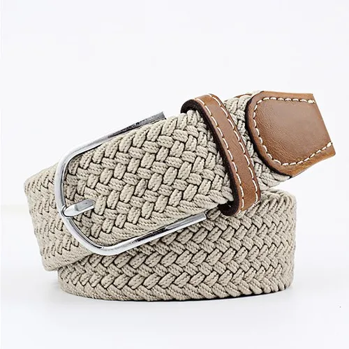 Hot Colors Belt Casual Women Knitted Pin Buckle Belt Fashion Woman Woven Elastic Stretch Belts Canvas Female - Цвет: qian-ka-qiZ