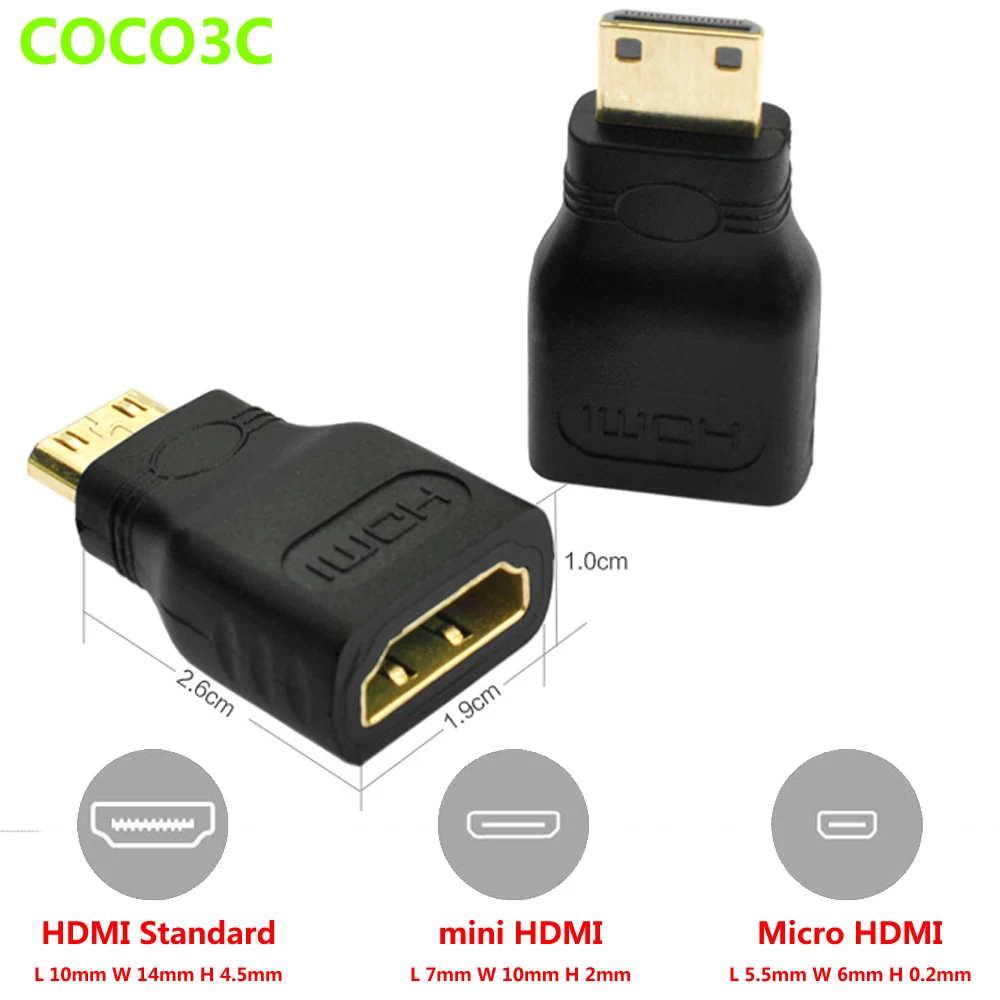 HDMI 1.4 A Female to HDMI Type C Male Adapter Card for Protector Camera Tablet 24K 1080P converter