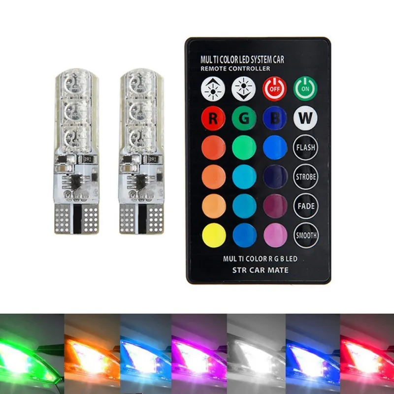

High Fashion New Create T10 RGB Led Car Light Color Change Width Lamp Flash Strobe Silicone Colorful Multi-mode Small Lamp