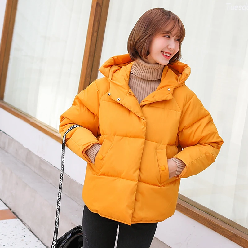 Hot Sale Winter Cotton Jacket Female Thicken Snow Lichens New Harajuku Short Sweet Down Cotton Coat Women Warm Loose Parkas