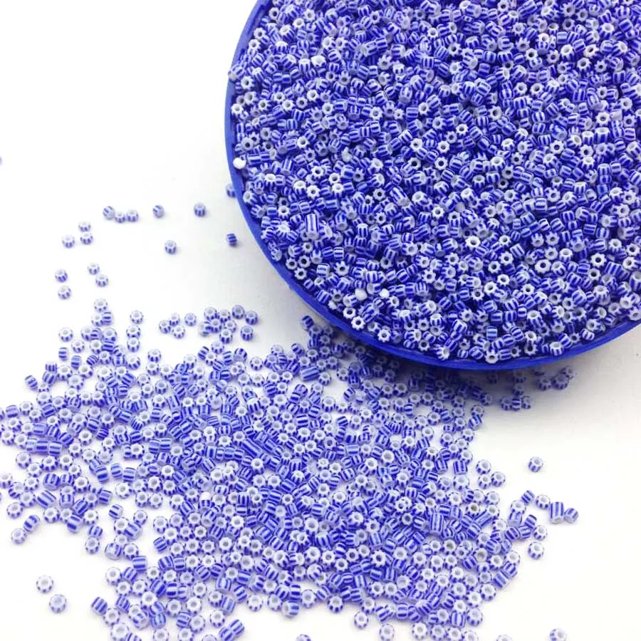 

16g 1000X 2mm 12/0 Stripe Multicolor Colored Round Opaque Loose Spacer Beads Cezch Glass Seed Bead Jewelry Make DIY Garment Bead