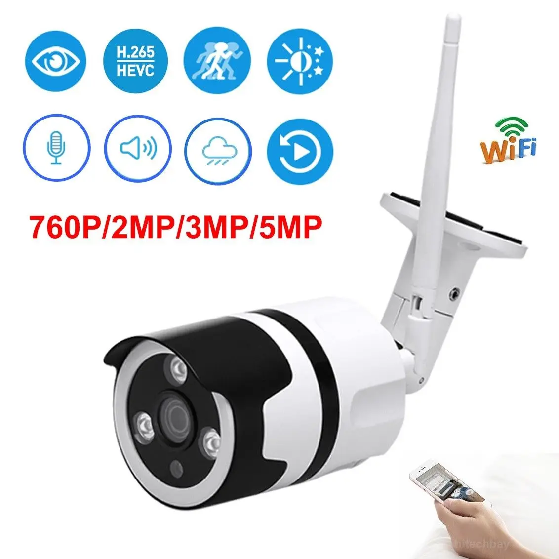 HD 720P/1080P/3MP/5MP Wi-Fi IP камера беспроводной микрофон ИК Ночная уличная Onvif Bullet |