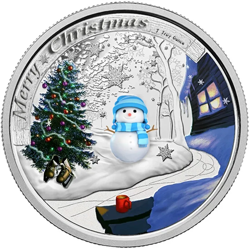 

50 pcs Non Magnetic 2018 Santa Claus Christmas tree snow man coins silver plated badge 40 mm Elizabeth souvenir decoration coin