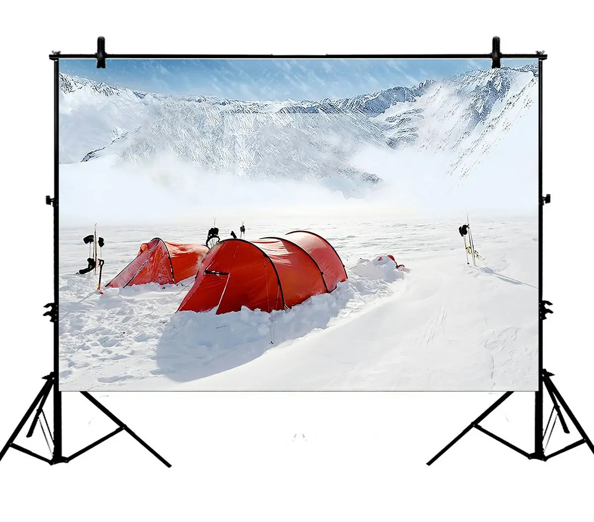 

5x7ft Outdoor Winter Camping Snow Mountain Polyester Photo Background Portrait Backdrop