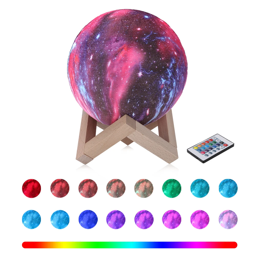 16 Colour Rechargeable Moon Lamp Night Light Dimmable LED 3D Remote Control╭ 