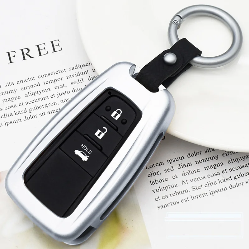 Auminium брелок для автомобильных ключей, чехол для ключей брелок ключи в виде ракушки для Toyota CHR C-HR камера заднего вида Prius Corolla RAV4 2/3/4 кнопки - Название цвета: Серебристый