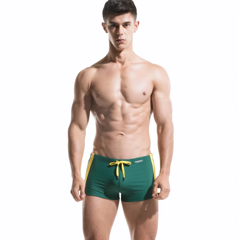 DESMIIT Сексуальная подкладка пуш-ап плавки для плавания Мужская одежда для плавания мужские шорты купальные шорты боксеры шорты Бикини плавки для юношей пляжный купальный костюм - Цвет: Зеленый