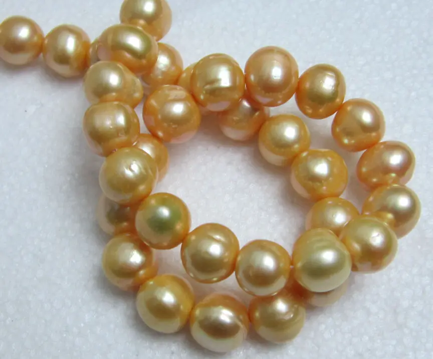 

free shipping>>@@ JY&1345 10-11mm south sea gold pearl necklace