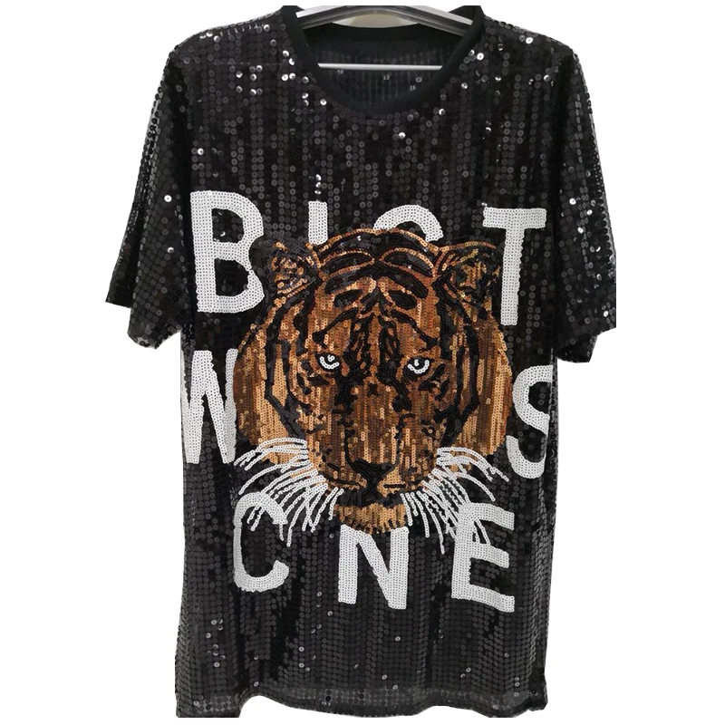 

New Casual Wear fashion Sequin T Shirts Clothes Women Ladies Dress