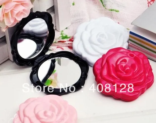 3D Роза Форма компактный cosmtic зеркало милая девушка Макияж Зеркало 100 шт./лот