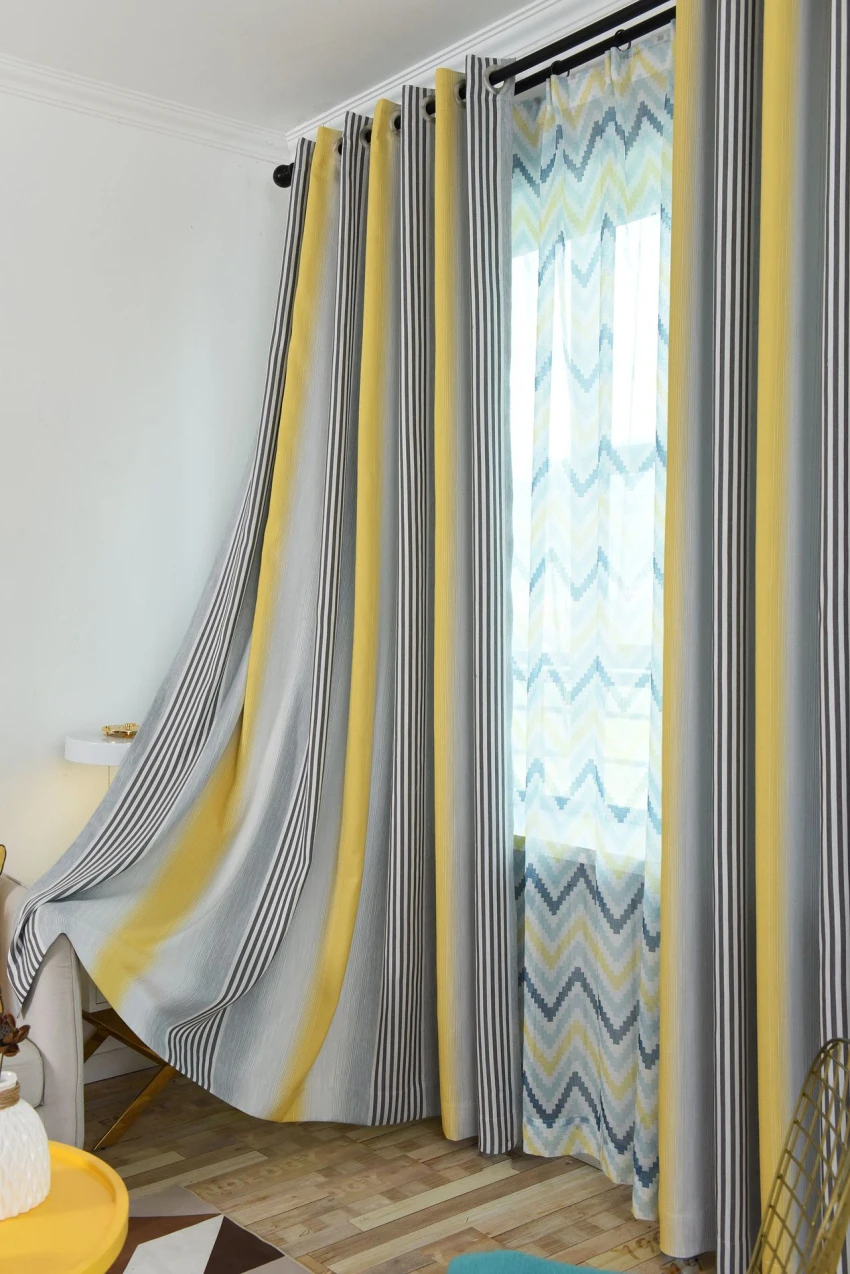 Современные занавески в скандинавском стиле для гостиной, спальни, средиземноморские занавески, Затемненные полосатые льняные занавески на заказ X442#30