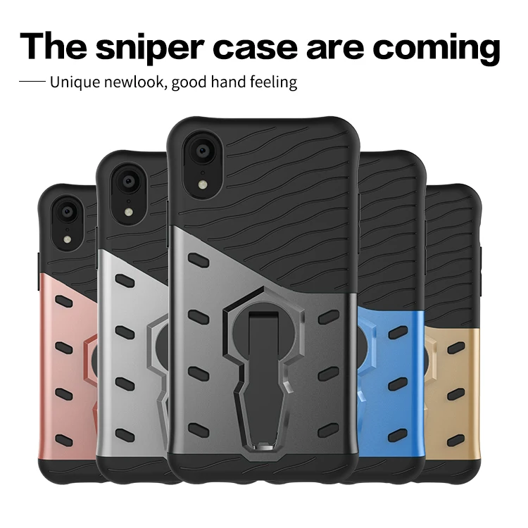 

The Newest 360 Rotating kickstand design Air cushion, Shock Absorption Sniper Phone Case for iphone XR (6.1 inch)