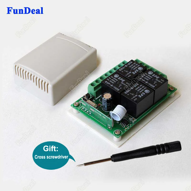 

Universal 433Mhz DC 12V 4 Channel Wireless Remote Control Switch Relay Receiver Module For 1527 learning Code 433Mhz Transmitter