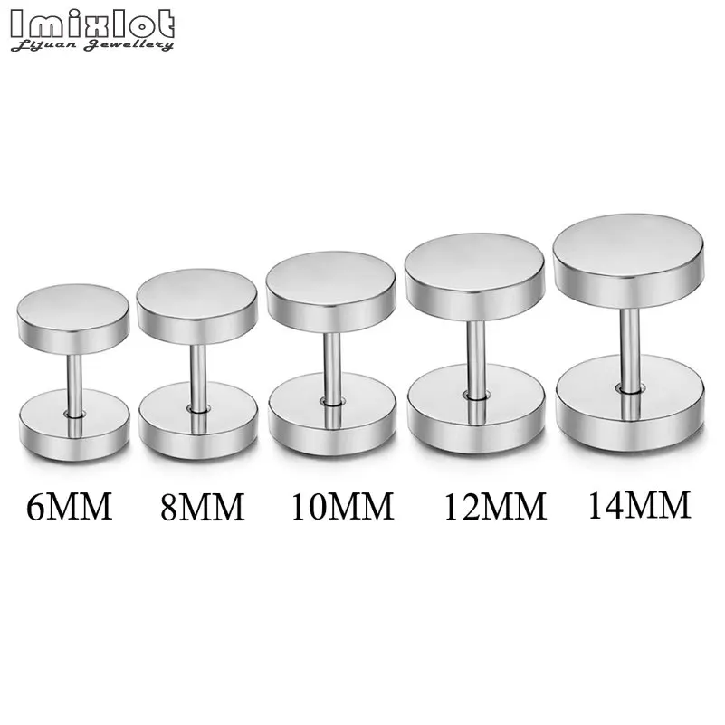 2 шт Нержавеющая сталь поддельные туннели для ушей уха винт для пирсинга Вилки и туннели тоннели конусы Серьги Туннели 6/8/10/12/14 мм
