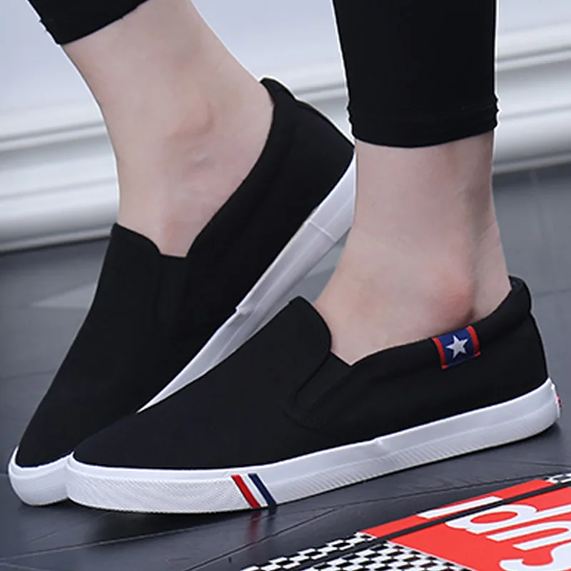 

Plus size 11.5-13.5 Men Vulcanize shoes Fashion Slip-on Mens Canvas boat shoes Non-slip Sneakers for men Spring