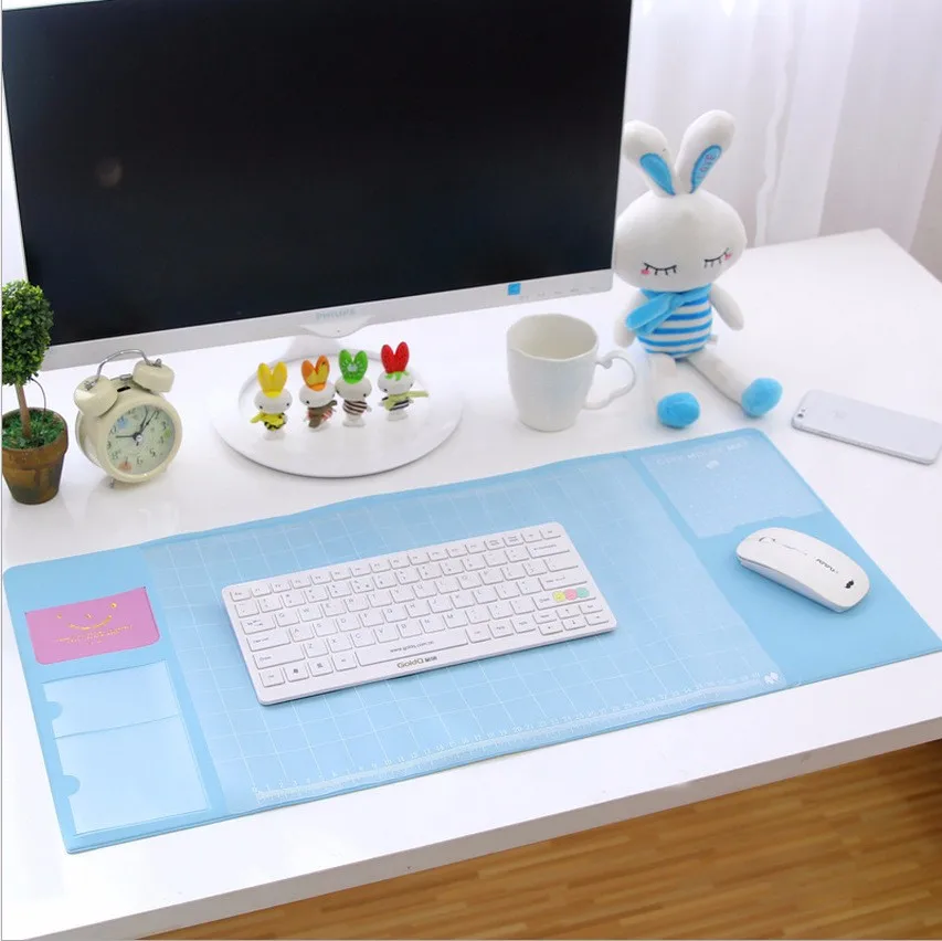 

Kawaii Large PVC waterproof Desk pad Multi-function desktop organizer stationery holder mouse pad writing pad office supplies