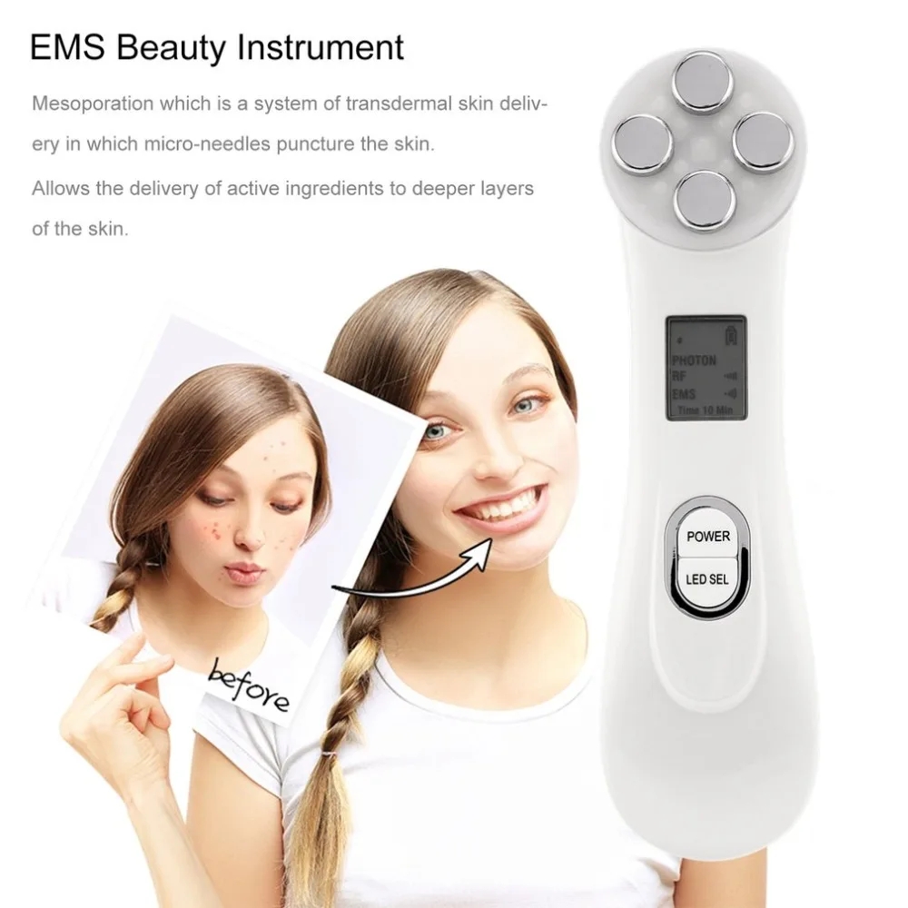 

1 Set Professional Facial Beauty Instrument Electrical Muscle Stimulation 6 LED Light Treatment Modes RF Skin Care