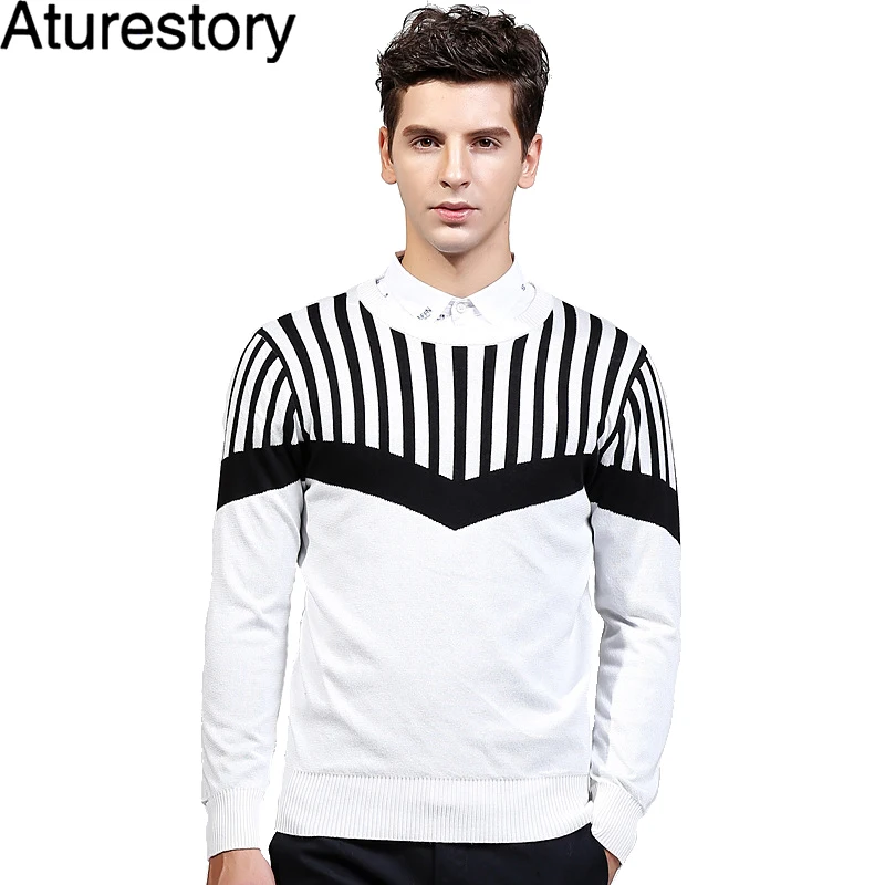 Aturestory Mens Winter Warm Luxury Pullover Sweater Men