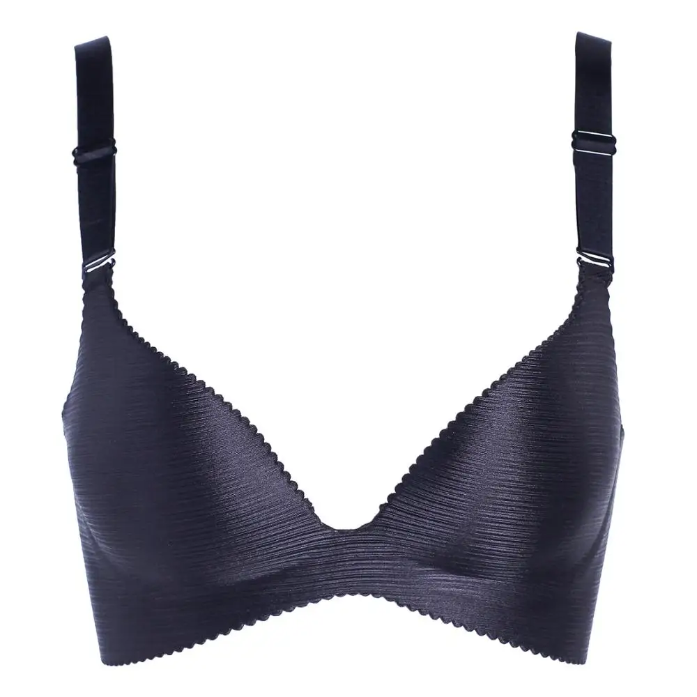

Plus size sexy bra push up bralette bright silk solid color no steel ring seamless underwear gathered stereo anti-vibration bra
