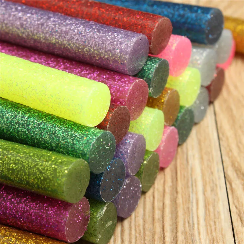 JimBon 30 шт. 7*100 мм Цветные яркие разноцветные палочки для горячего расплава, инструменты для самостоятельной сборки, высоковязкие клейкие полоски