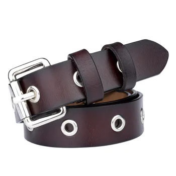 

2018 Limited Rushed Solid Women Adult Cinturon Mujer Gg Tactical Belt Leather Belt Personality Cowboy Female Rivets Breathable