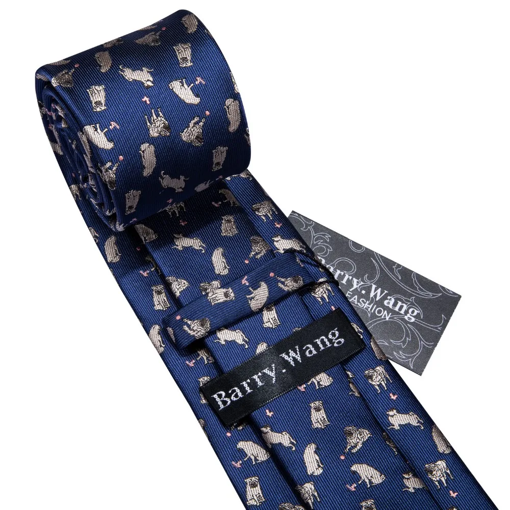Модный дизайнерский голубой шелковый галстук с рисунком бульдога, набор галстуков Barry. Wang, 8,5 см, галстуки для шеи для мужчин, подарочные вечерние галстуки, Прямая поставка, FA-5168