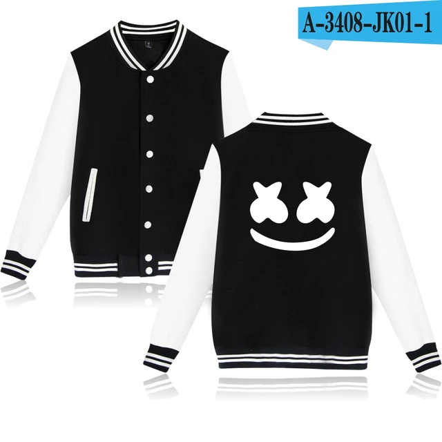 Marshmello jacket Print DIY Custom Logo Baseball Jackets Coat Cardigan