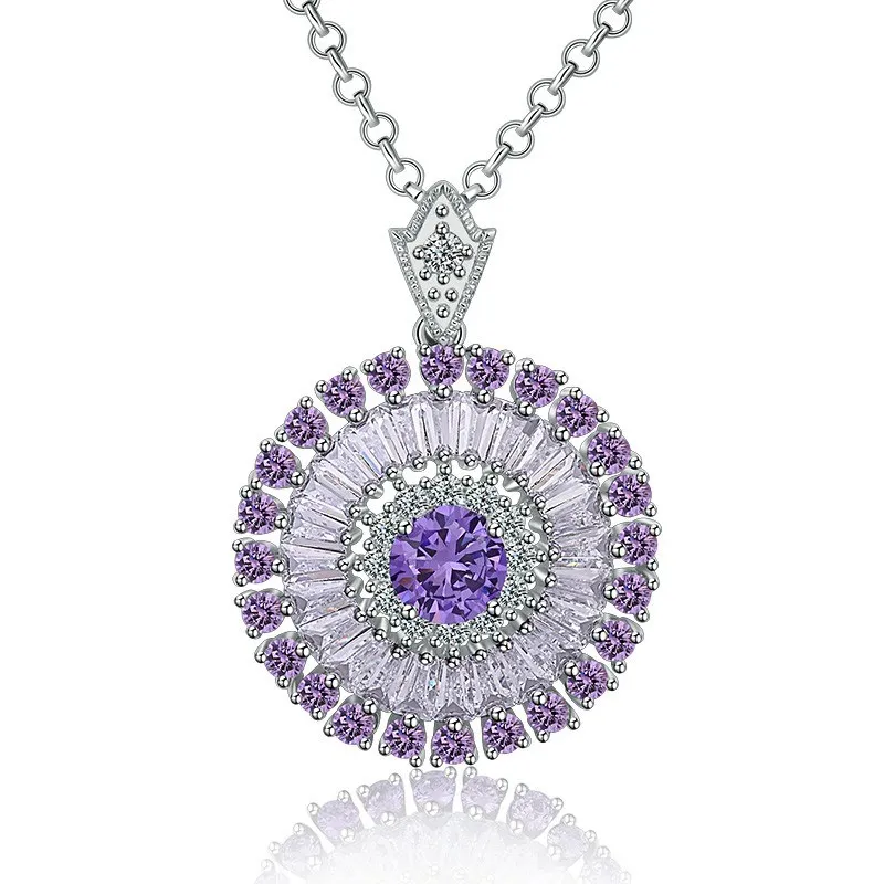 

SLIVER Color Necklaces Pendants with Multi Color AAA Cubic Zircon For Women Christmas Gift JIN0298