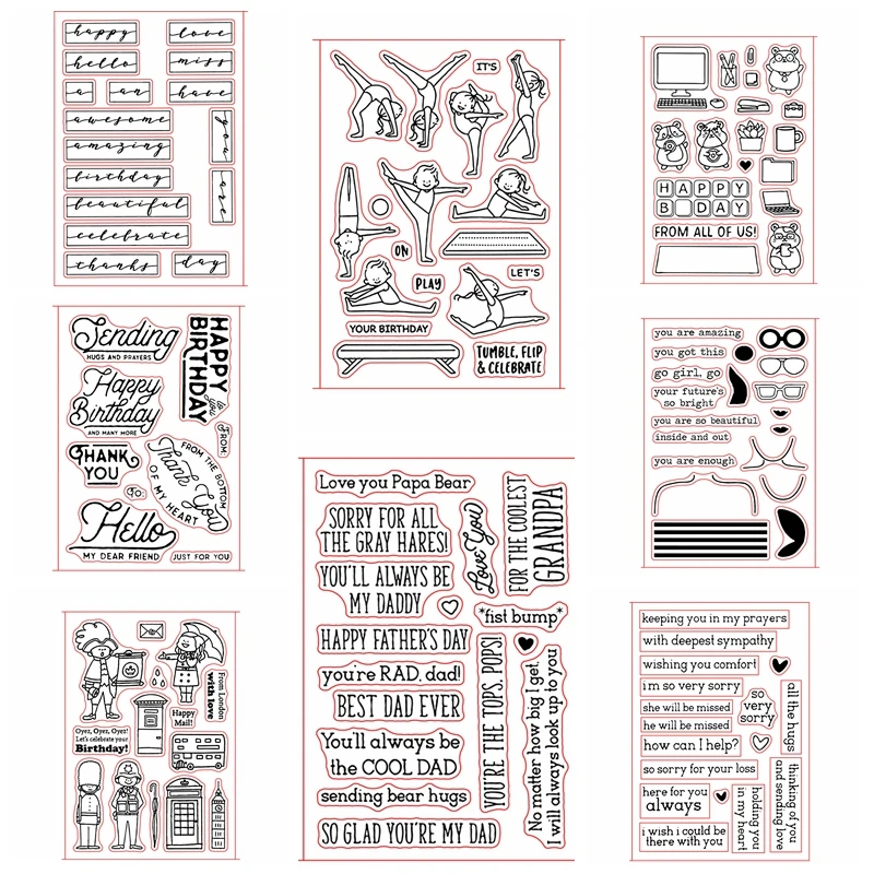 

8 Types Banner Girl Boy Transparent Clear Silicone Stamp/Seal for DIY Scrapbooking/Photo Album Craft Decorative Clear Stamp 4*6