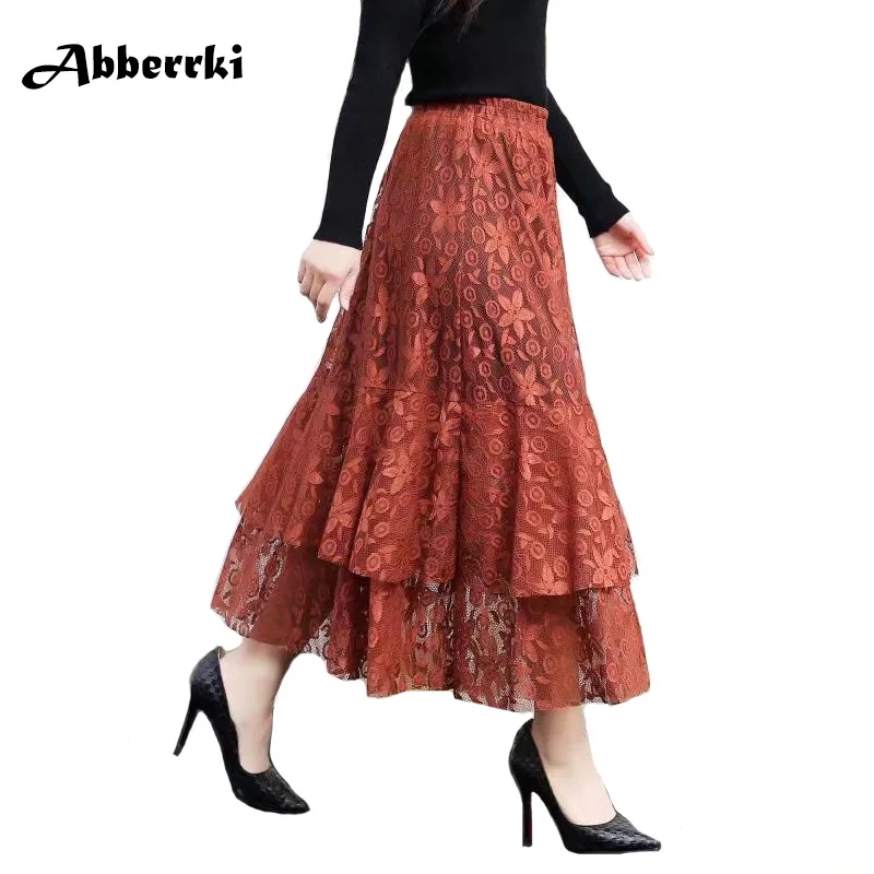 long lace maxi skirt