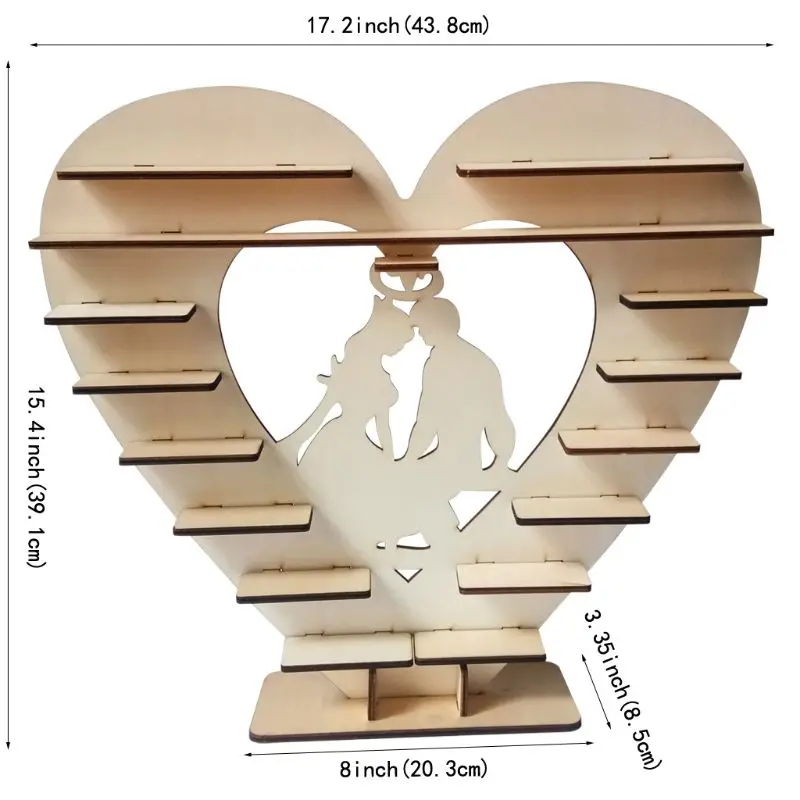 Пара деревянные сердце шоколадный десерт конфеты Дисплей стенд центральным декор держатель Свадебная вечеринка