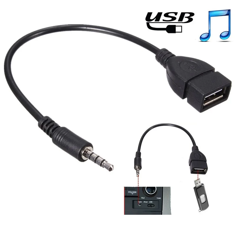 3 5 мм штекер аудио AUX разъем к USB 2 0 Тип A Женский Адаптер конвертера OTG кабель