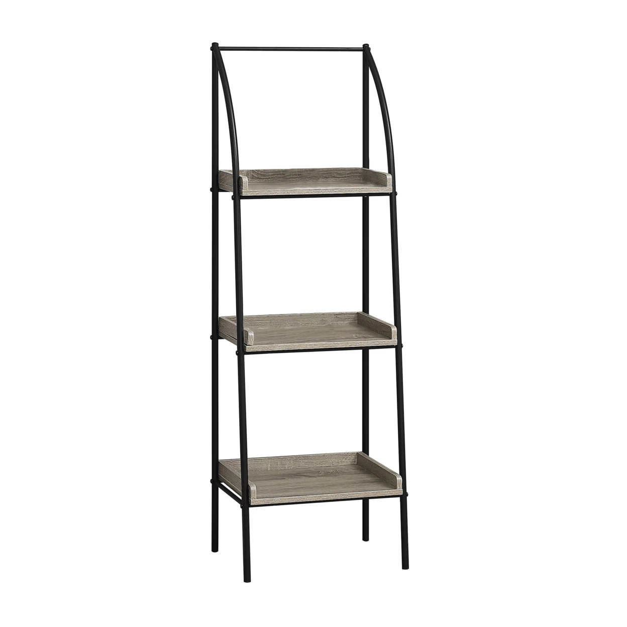 BOOKCASE - 48H, DARK TAUPE, BLACK METAL