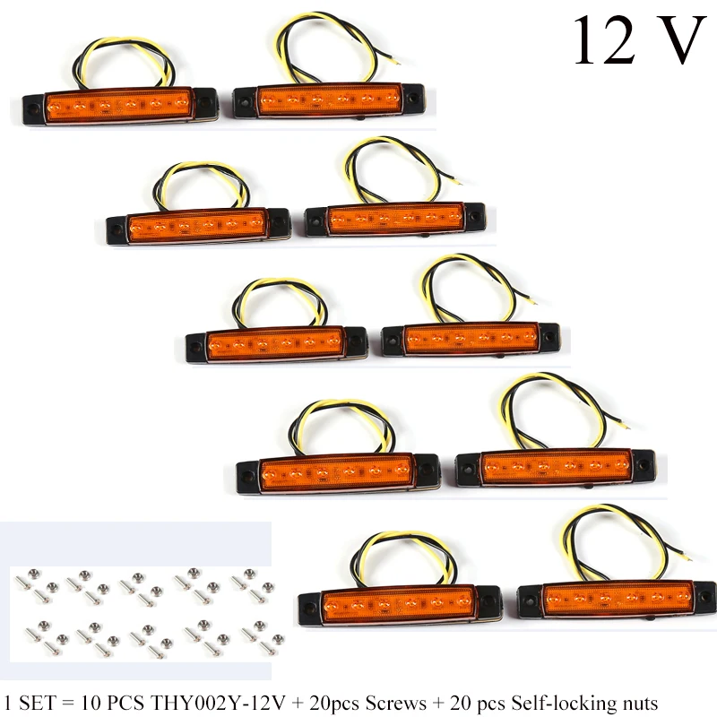 

10 PCS AOHEWEI 12 V LED amber side marker light indicator position lamp with reflector for trailer truck lorry RV caravan