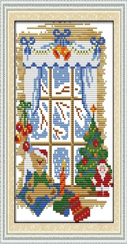 F501 Joy Sunday Happy Christmas Санта Клаус Счетный принт на холсте DMC 14CT 11CT наборы для вышивки крестом вышивка рукоделие - Цвет: F501