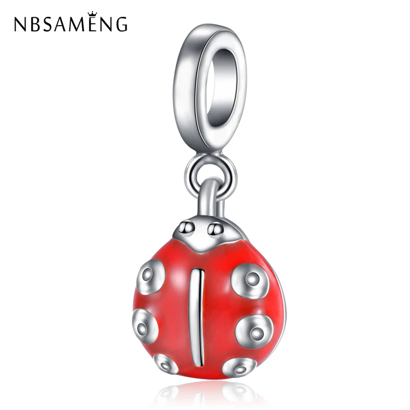 

Authentic 925 Sterling Silver Beads Charm Red Glazed Ladybug Animal Pendant Bead Fit Pandora Women Bracelets & Bangles Jewelry