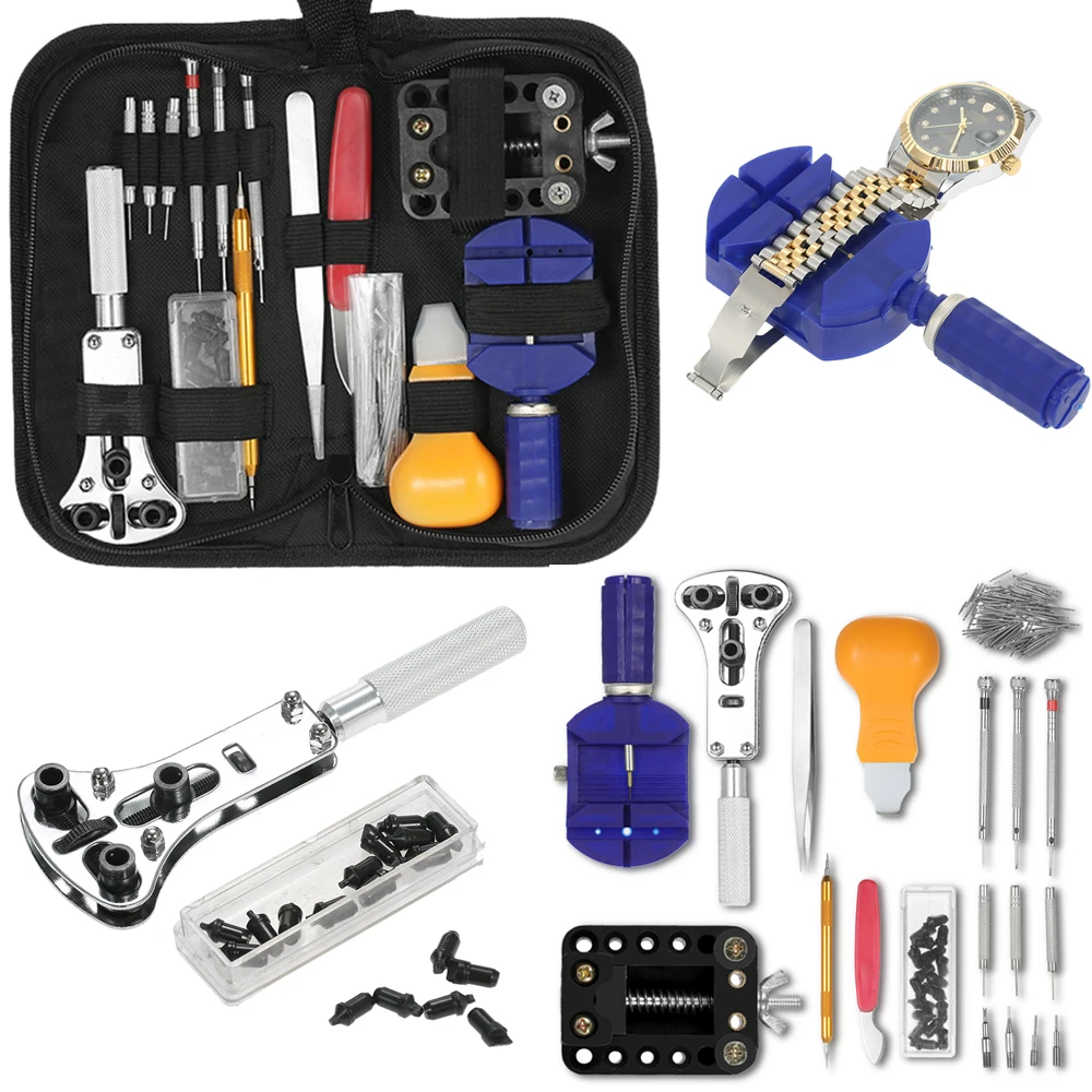 

146PCS Watch Repair Tool Kit Watchmaker Case Opener Link Remover Spring Bar Set Carry Bag for rolex_watch fossil watches