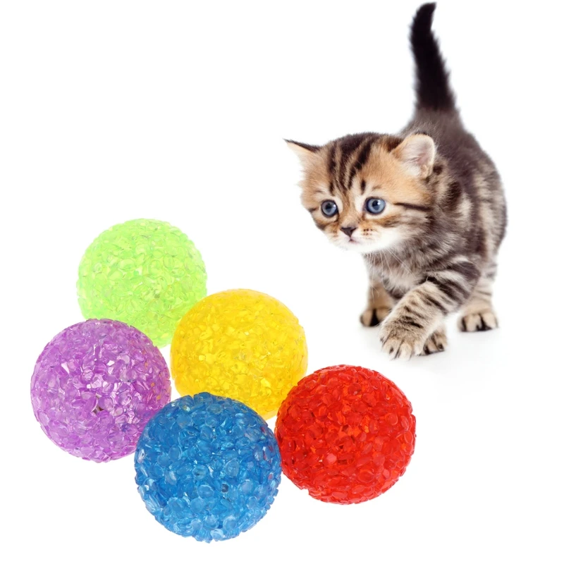 

5 Pcs Cat Toy Bell Crystal Ball Sound Pet Game Kitten Plastic Interactive Rattle